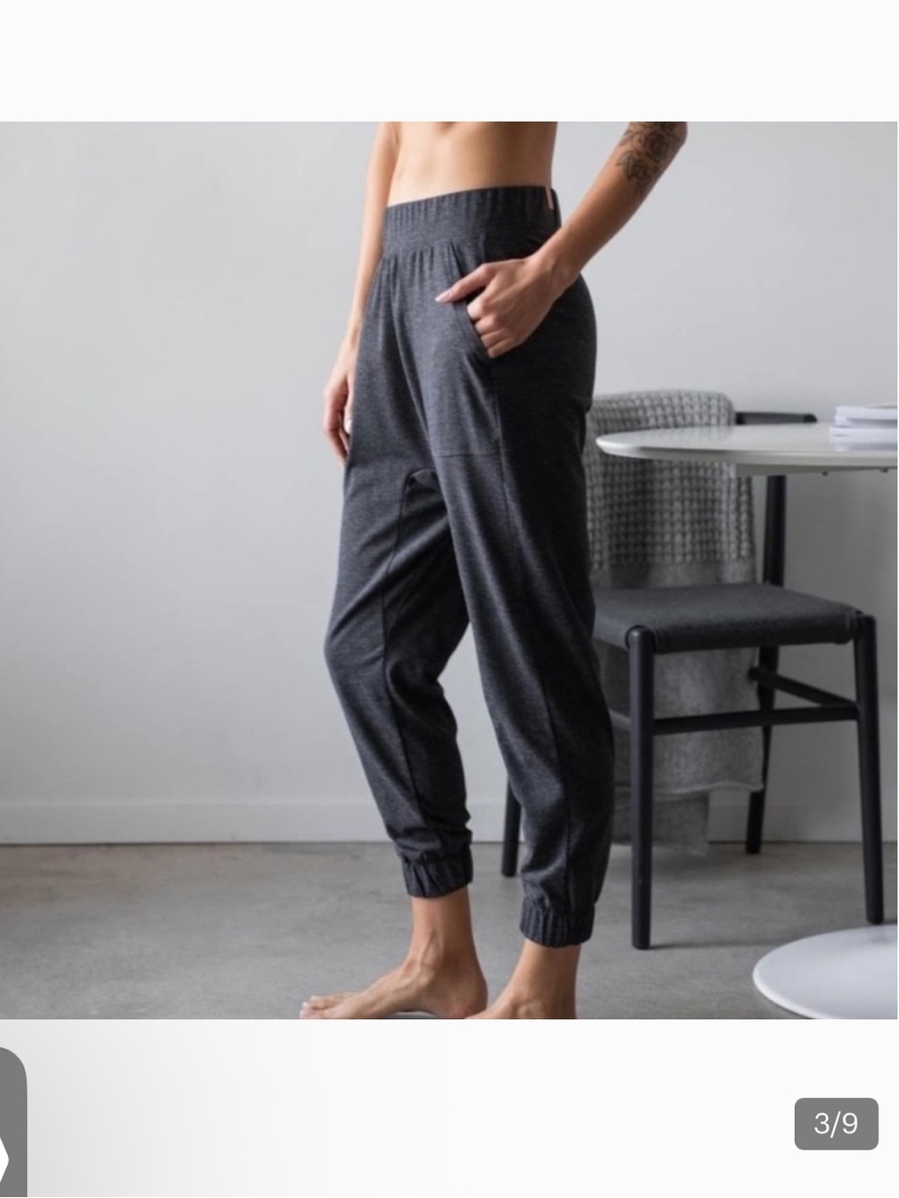 Lunya Soft Gray Drop Waist Pants with Pockets - Small